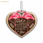 Printfamily Pink Flamingo Couple God Blessed Personalized Ornaments Wooden Ornament
