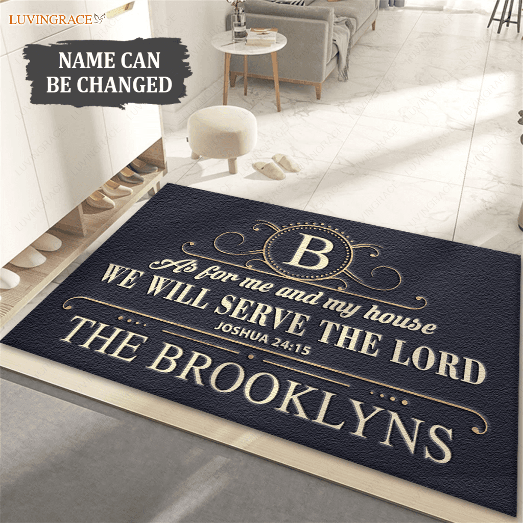 Luxurious Crest Serve The Lord Personalized Doormat