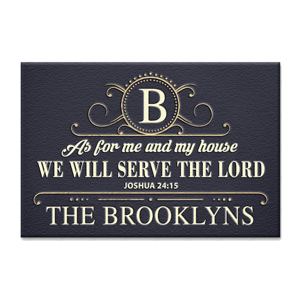 Luxurious Crest Serve The Lord Personalized Doormat