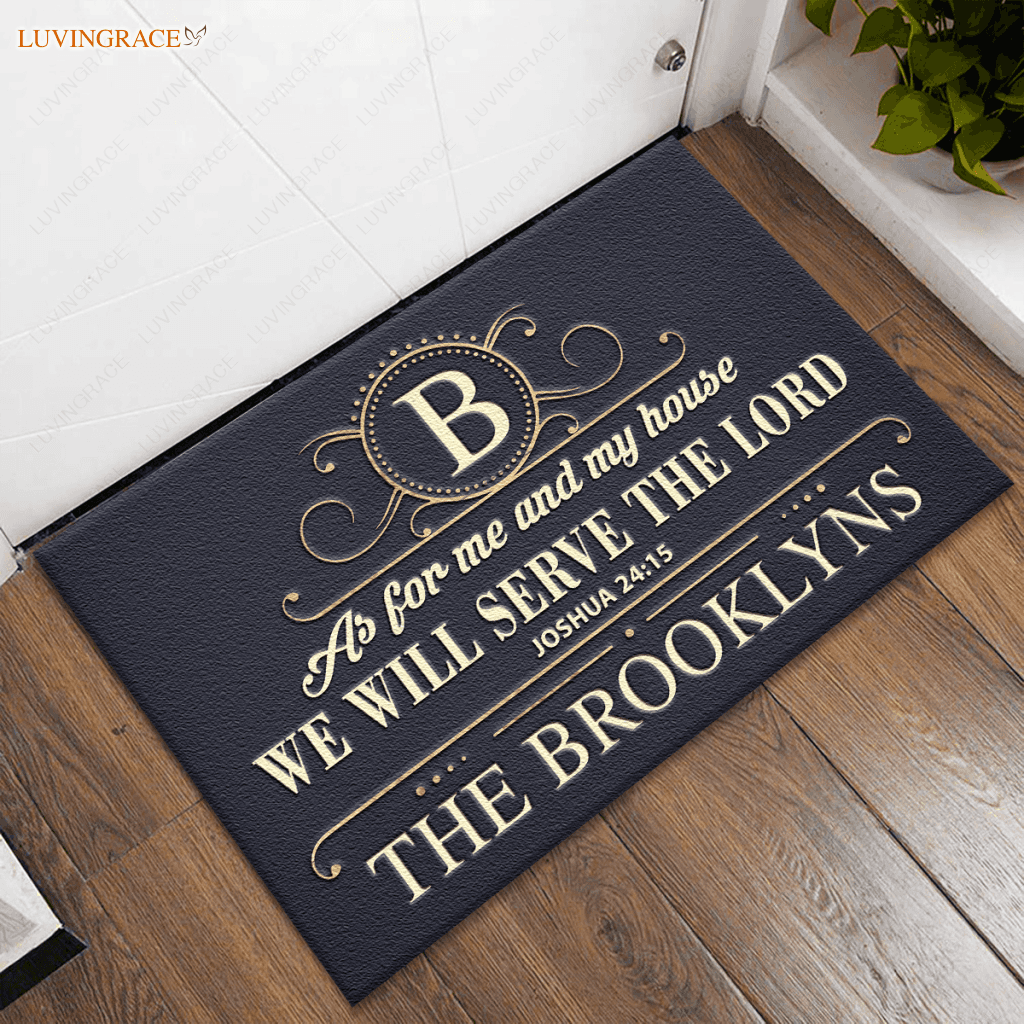 Luxurious Crest Serve The Lord Personalized Doormat