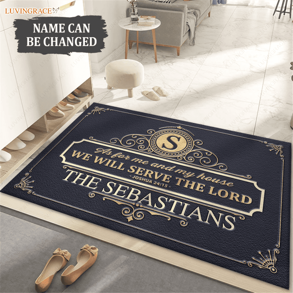 Luxury Elegant Frame Serve The Lord Personalized Doormat