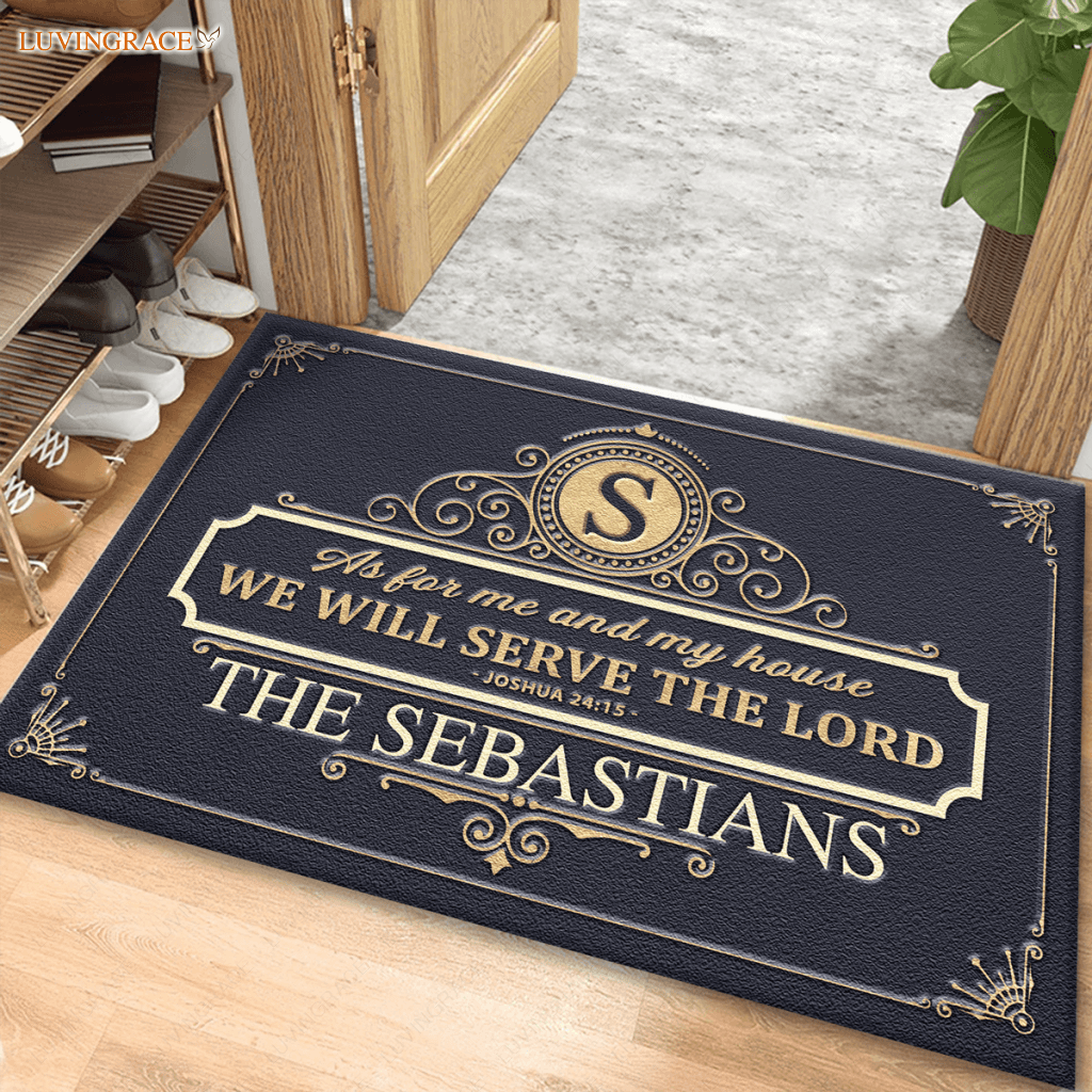 Luxury Elegant Frame Serve The Lord Personalized Doormat