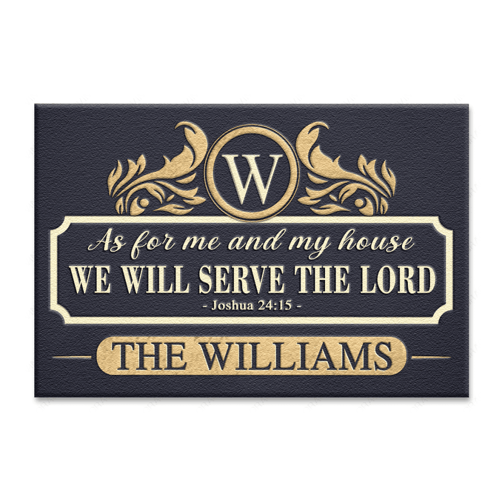 Luxury Premium With Monograms Serve The Lord Personalized Doormat