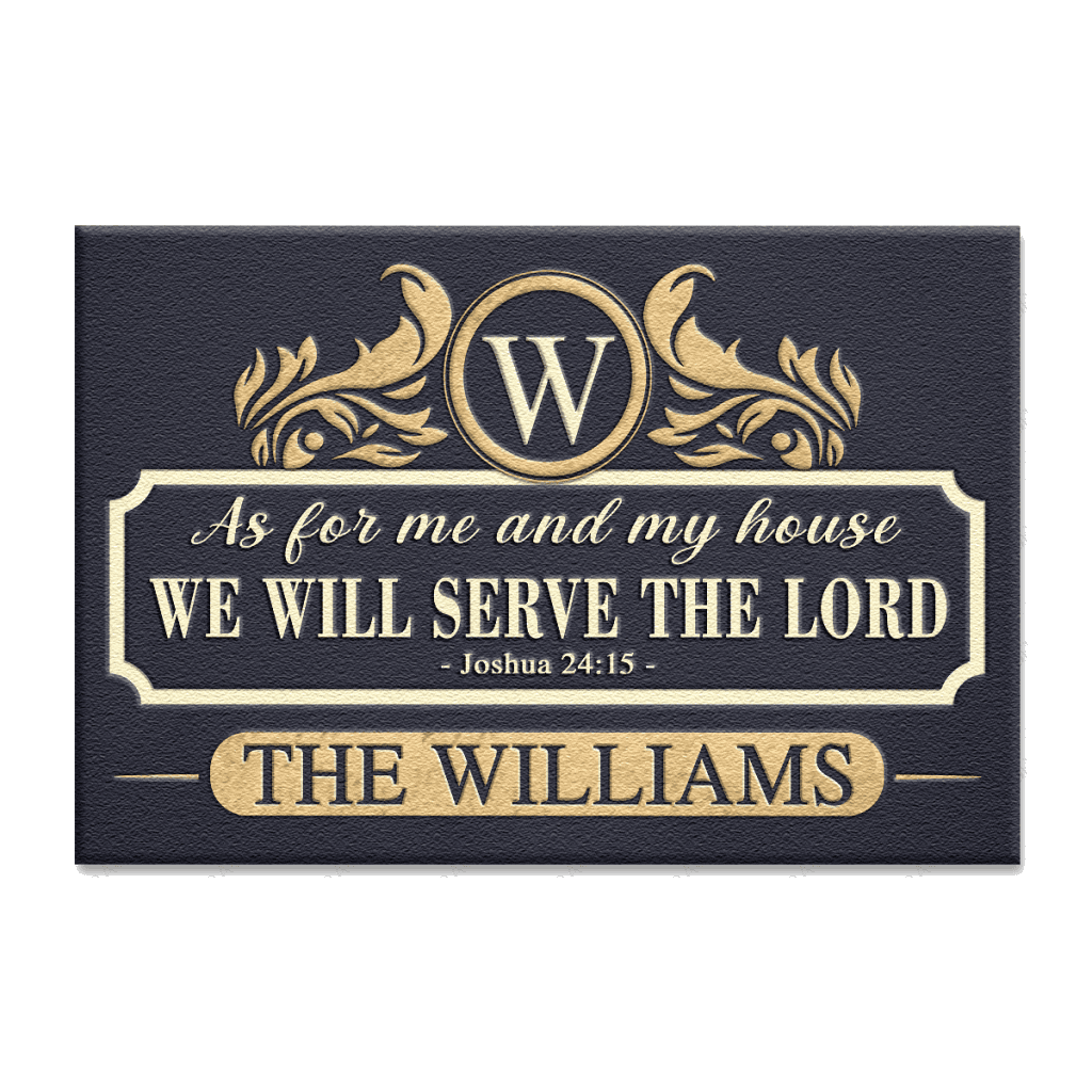 Luxury Premium With Monograms Serve The Lord Personalized Doormat