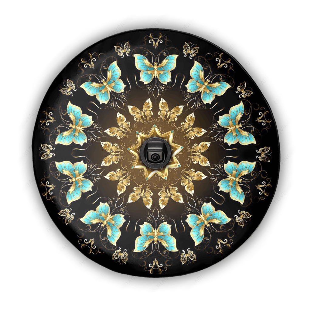 Mandala Of Golden Butterflies Tire Cover Car Accessories