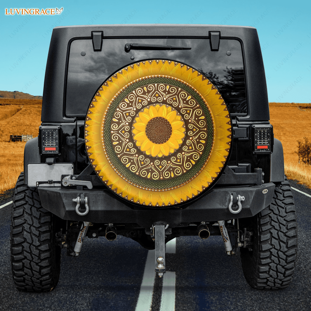Mandala Sunflower Tire Cover Car Accessories