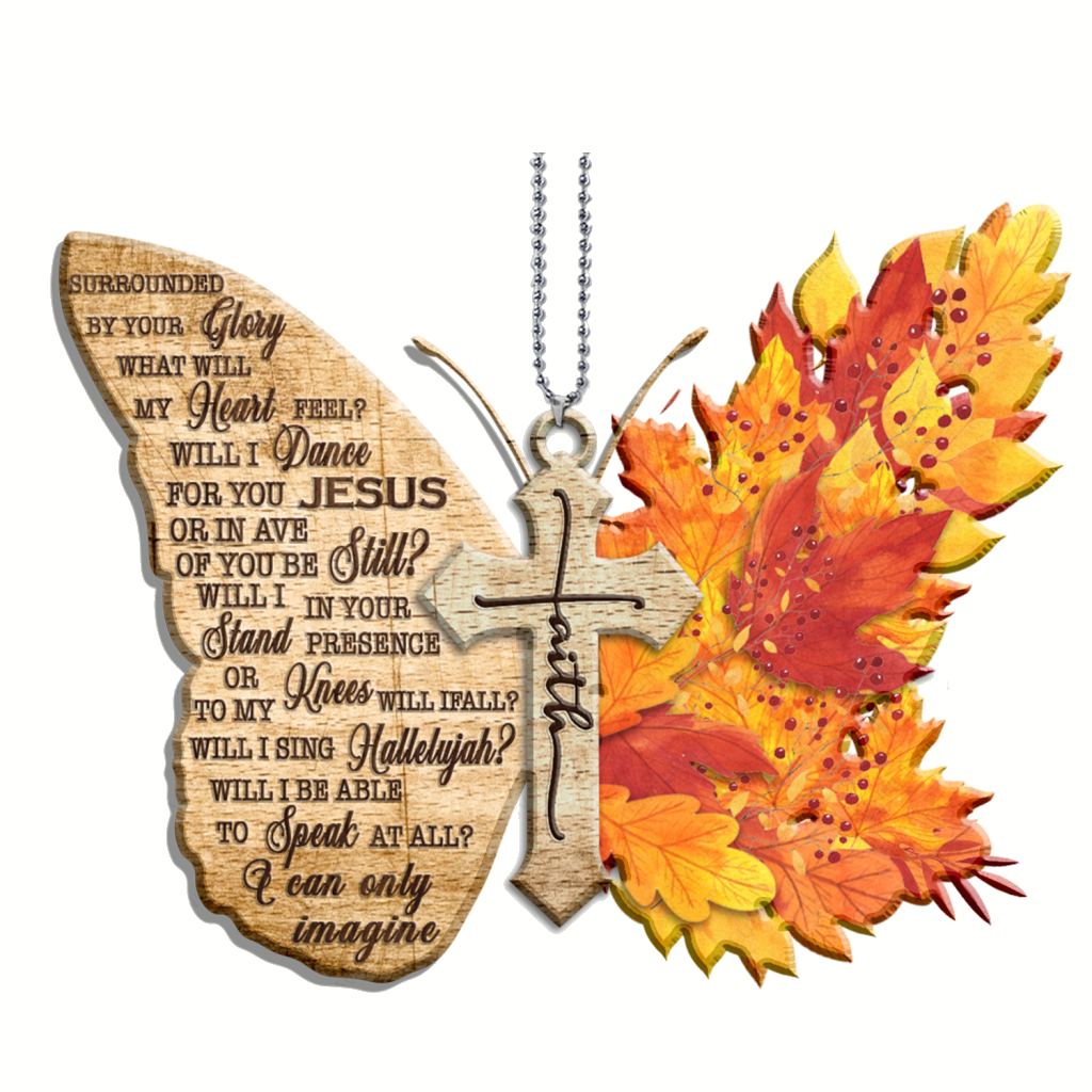 Maple Butterfly Faith Cross I Can Only Imagine Wood Engraved Ornaments
