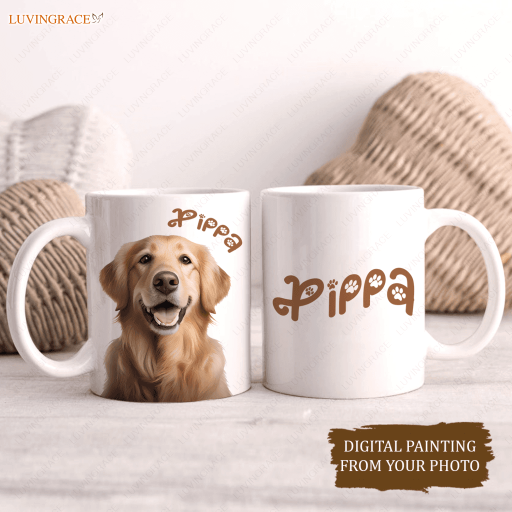 Masterpiece Pet Mug From Photo - Digital Painting Portrait Personalized Custom Ceramic