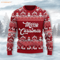 Merry Christmas Snowman Reindeer Wool Knitted Pattern Ugly Sweater S Sweatshirt