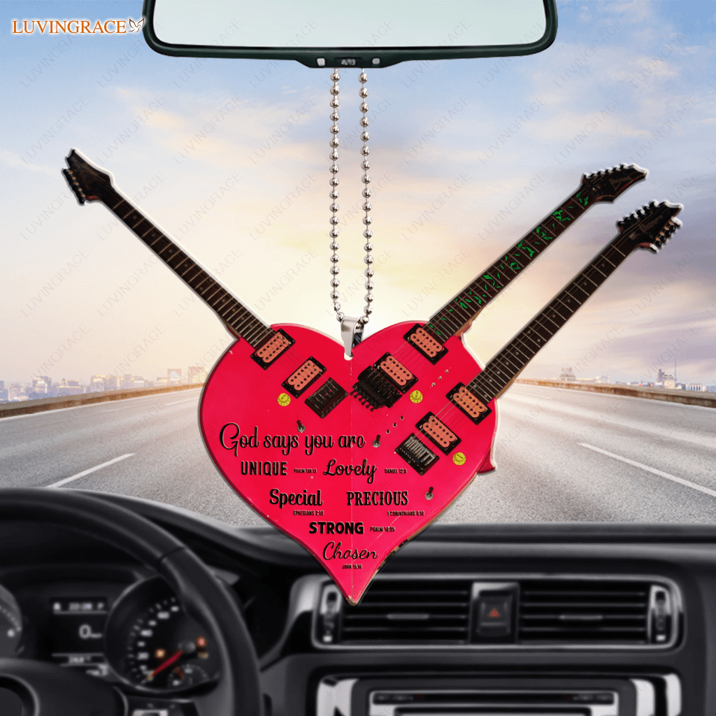Miniature Guitar Heart God Says You Are Ornament