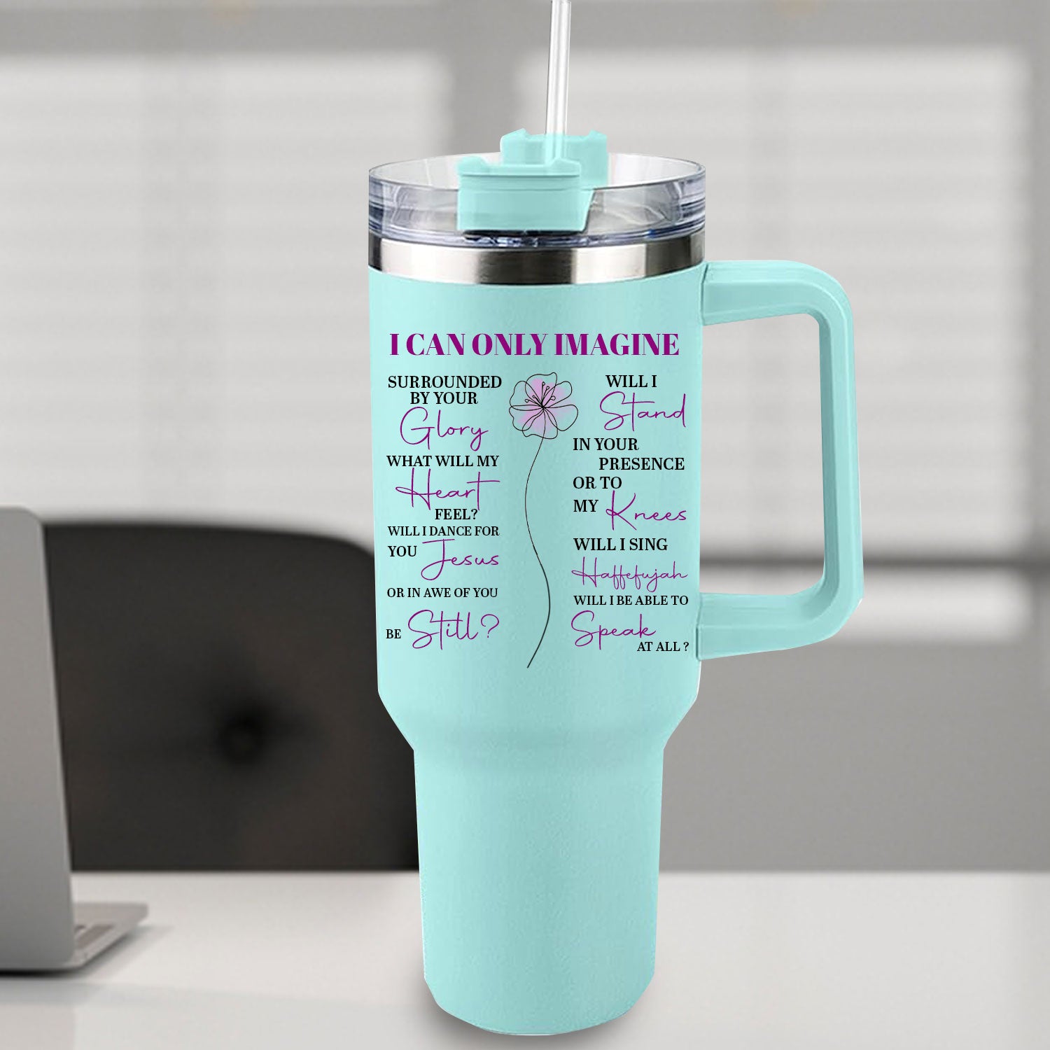 Surrounded By Your Glory 40oz Tumbler Travel Cup - Birthday, Christmas Gifts for Women - Religious, Self Care Inspiration Gifts