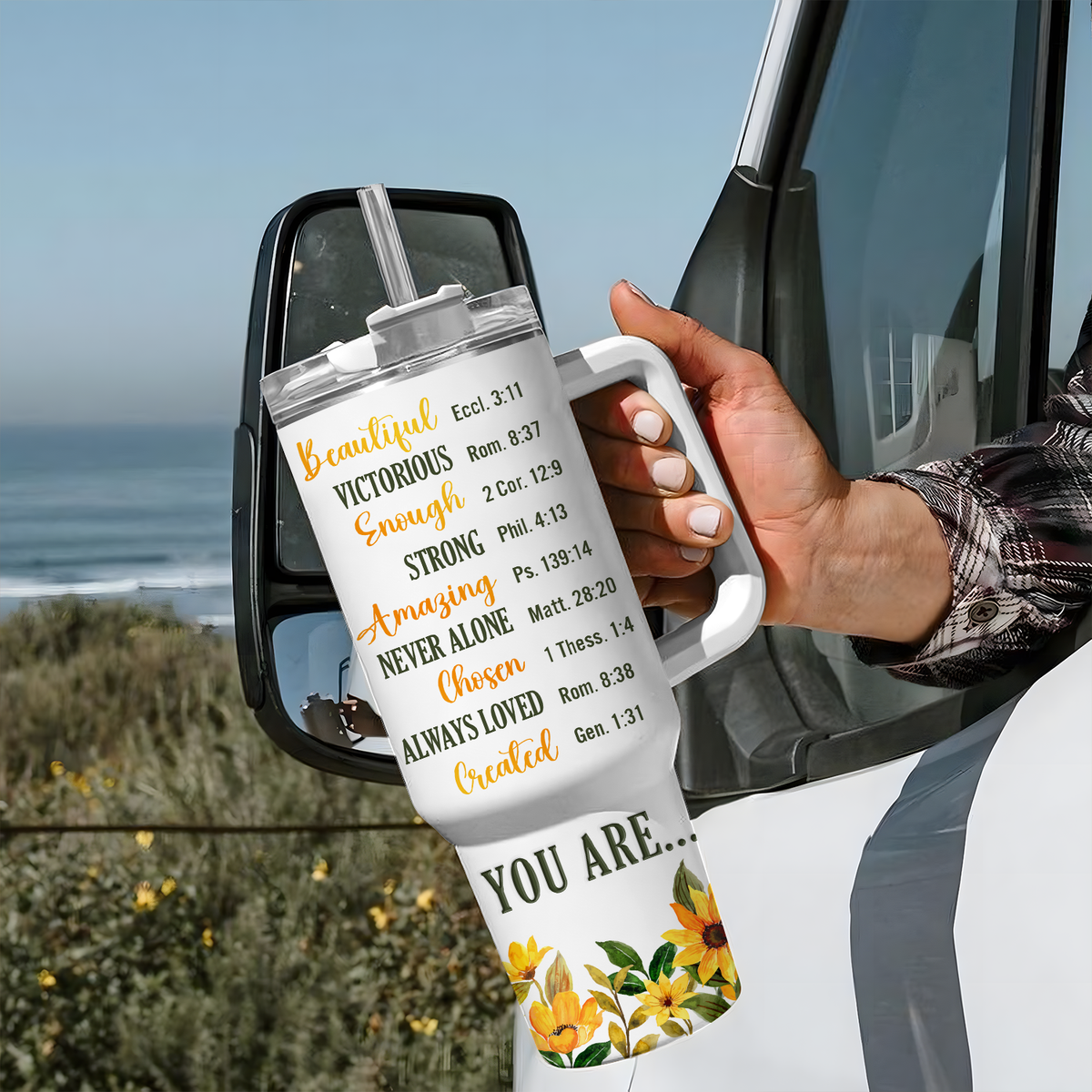 Sunflower Butterfly Inspirational You Are Tumbler 40 Oz Custom Gift - Personalized Stainless Steel Tumbler