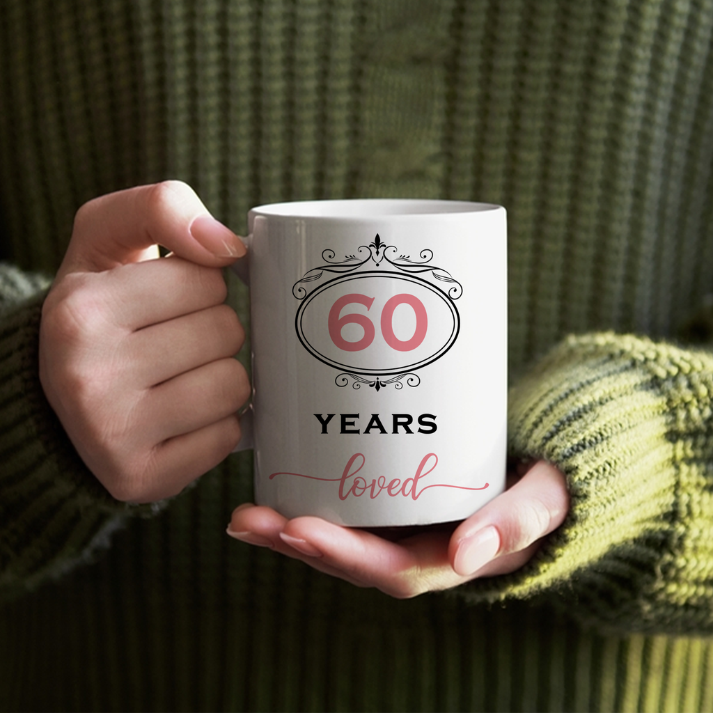 Black Pink Glitter 60th Birthday 60 Years Loved Custom Gifts Mug - Personalized Mug