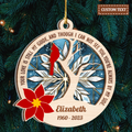 Cardinal Poinsettia You're Always By My Side Custom 2 Layers Stained Glass Suncatcher Christmas Car Hanging Wooden Ornament