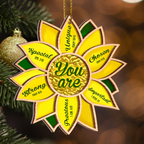 Sunflower You Are Bible Identity In Christ Ornament 2 Layers Christmas Car Hanging Wooden Acrylic Ornament