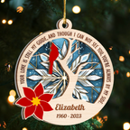 Cardinal Poinsettia You're Always By My Side Custom 2 Layers Stained Glass Suncatcher Christmas Car Hanging Wooden Ornament