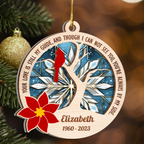 Cardinal Poinsettia You're Always By My Side Custom 2 Layers Stained Glass Suncatcher Christmas Car Hanging Wooden Ornament