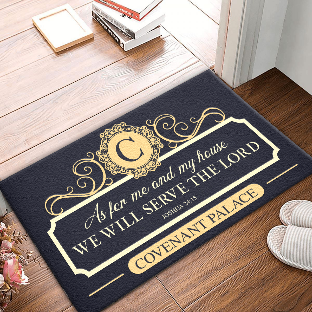 Personalized Elegant Family Home Serve The Lord Doormat