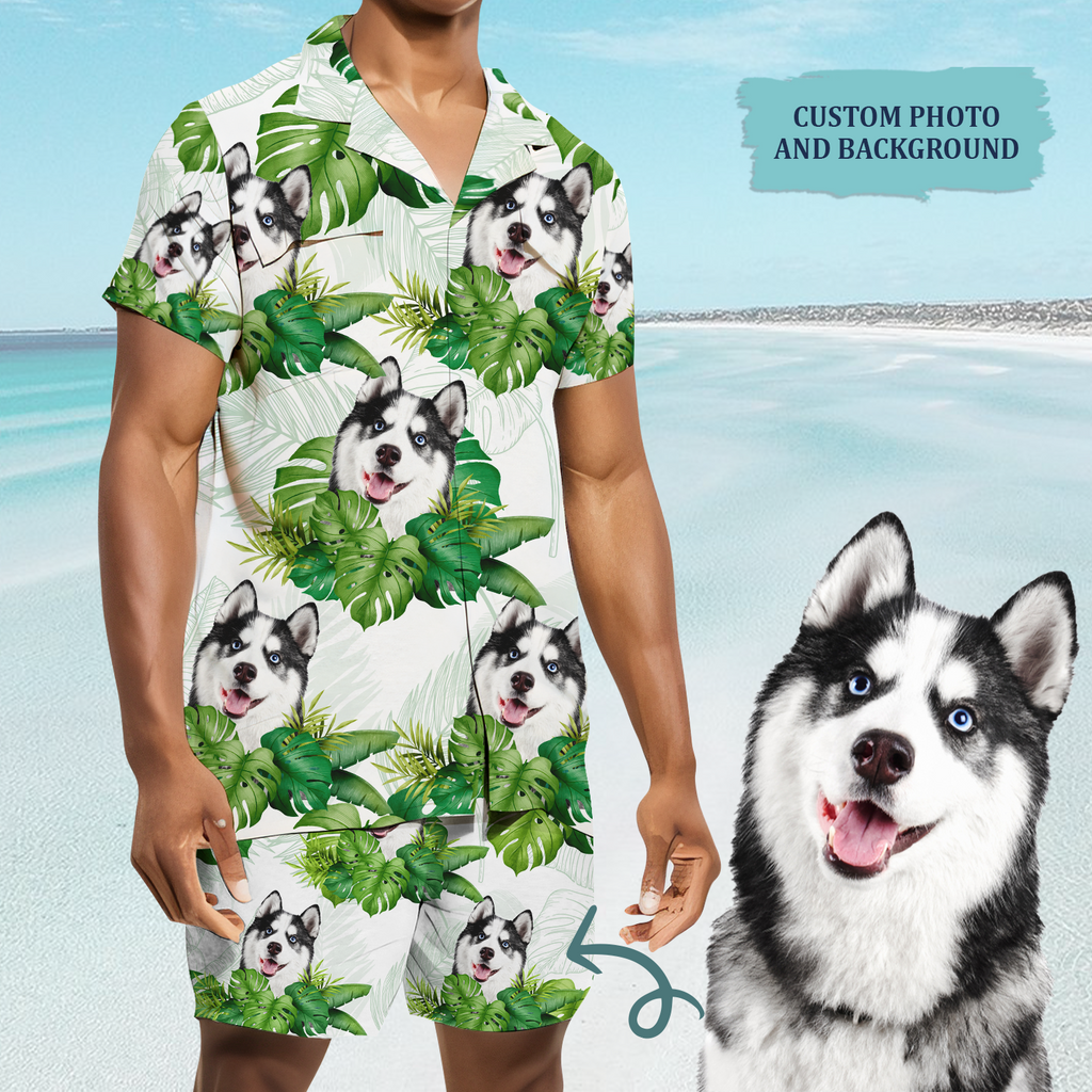 Tropical Summer Hawaii Upload Image Family, Dog, Cat - Personalized Custom Unisex Hawaiian Shirt