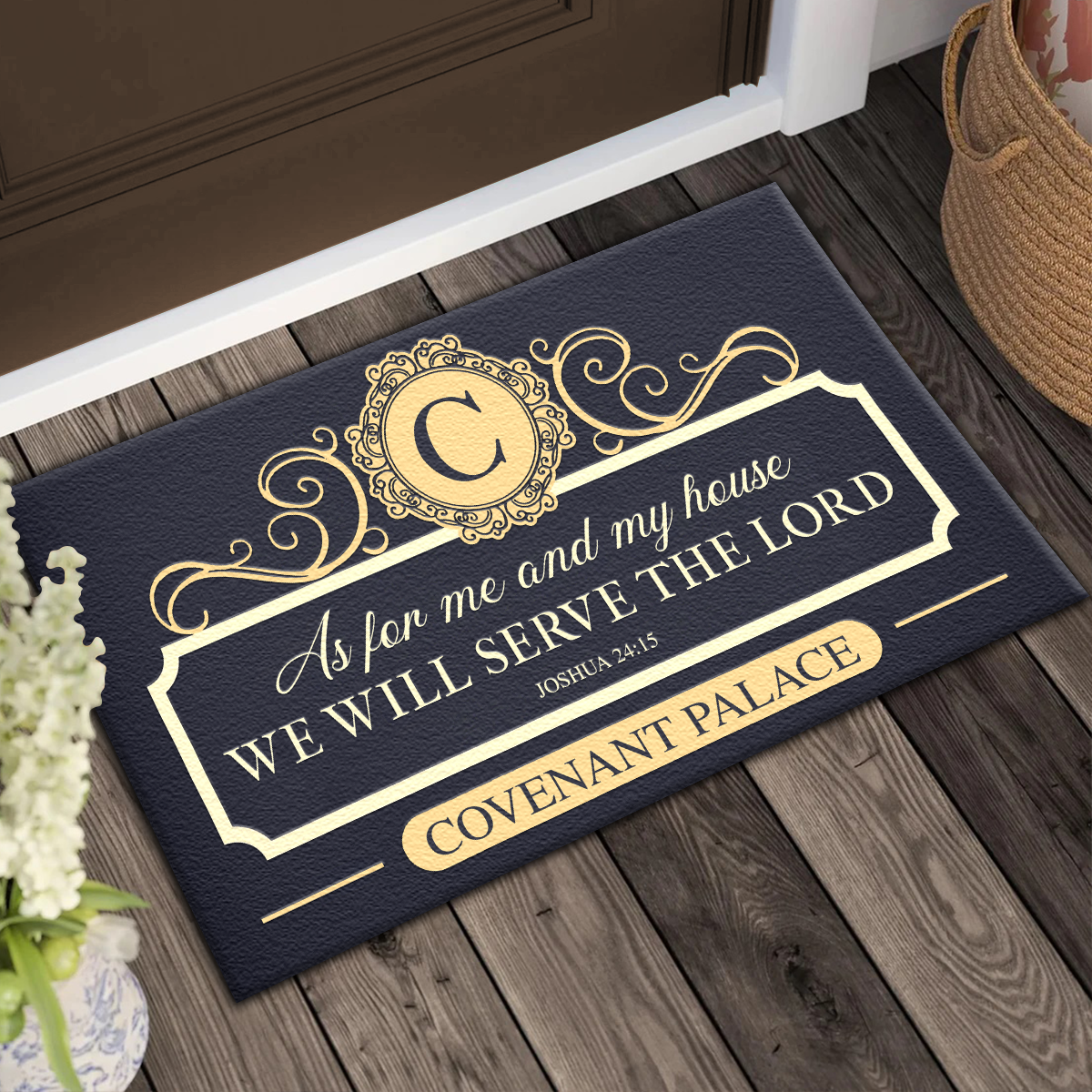Personalized Elegant Family Home Serve The Lord Doormat