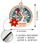 Cardinal Poinsettia You're Always By My Side Custom 2 Layers Stained Glass Suncatcher Christmas Car Hanging Wooden Ornament