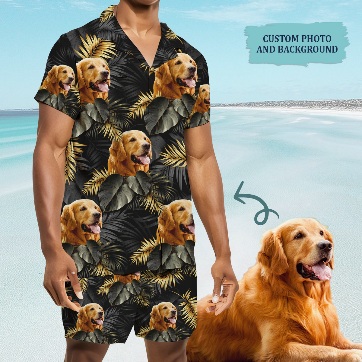 Tropical Summer Hawaii Upload Image Family, Dog, Cat - Personalized Custom Unisex Hawaiian Shirt