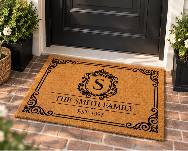 Personalized Family Name Elegant Vintage Doormat – Classic Welcome Mat