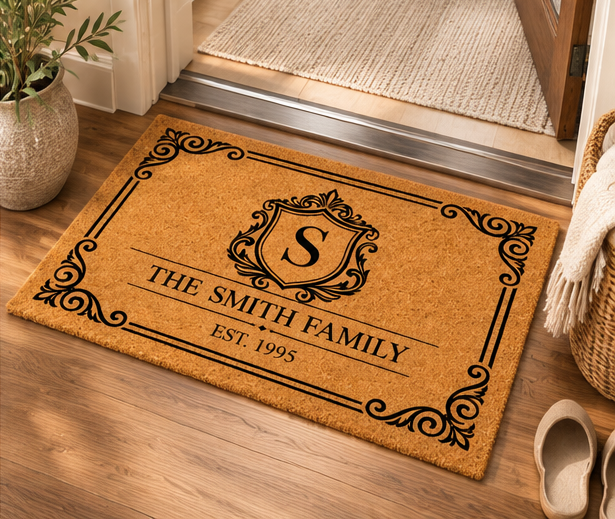 Personalized Family Name Elegant Vintage Doormat – Classic Welcome Mat