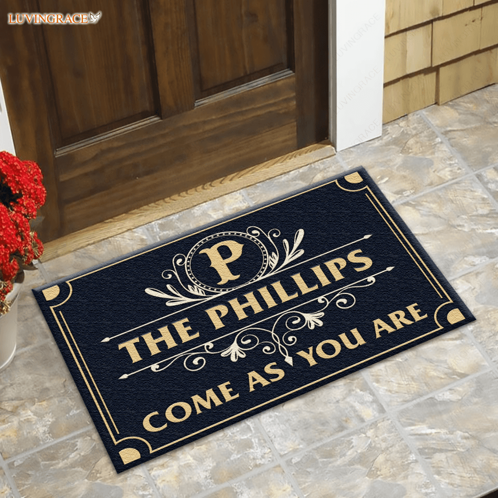 Monogram Custom Family Name Come As You Are Doormat