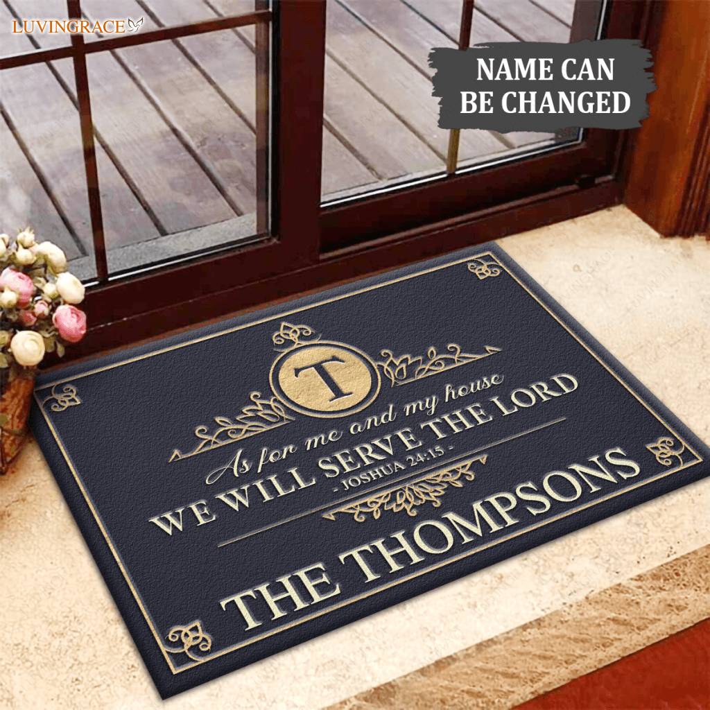 Monogram Design Elements Graceful Template Serve The Lord Personalized Doormat