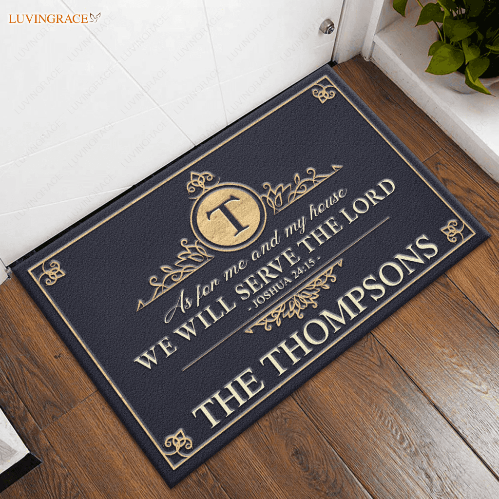 Monogram Design Elements Graceful Template Serve The Lord Personalized Doormat