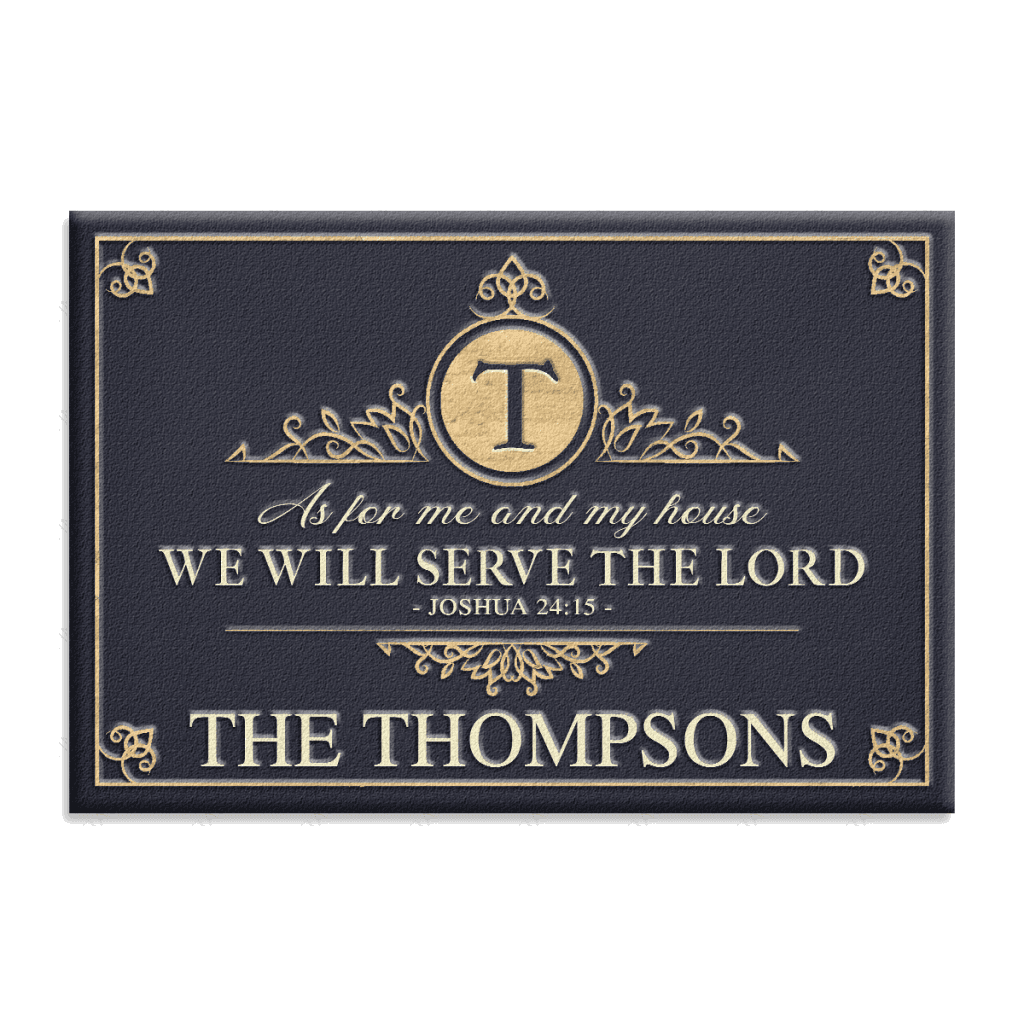 Monogram Design Elements Graceful Template Serve The Lord Personalized Doormat