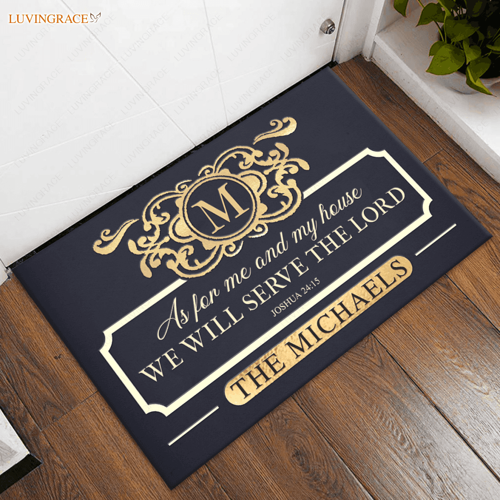 Monogram Initial As For Me And My House Personalized Doormat