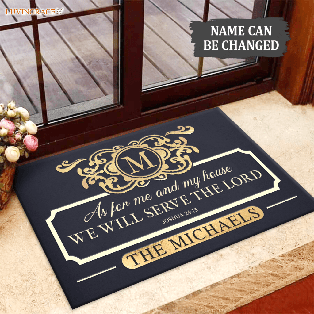 Monogram Initial As For Me And My House Personalized Doormat