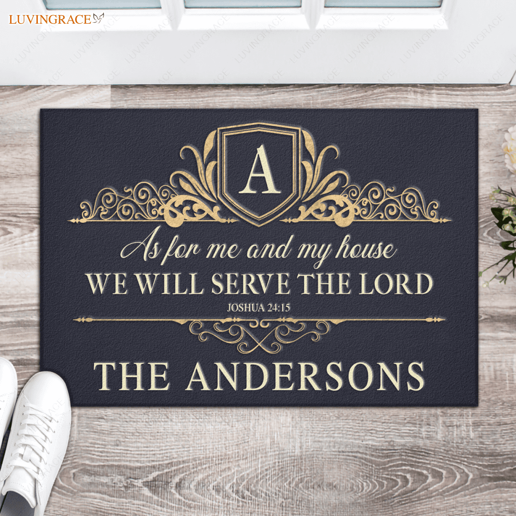 Monogram Luxury Serve The Lord Personalized Doormat