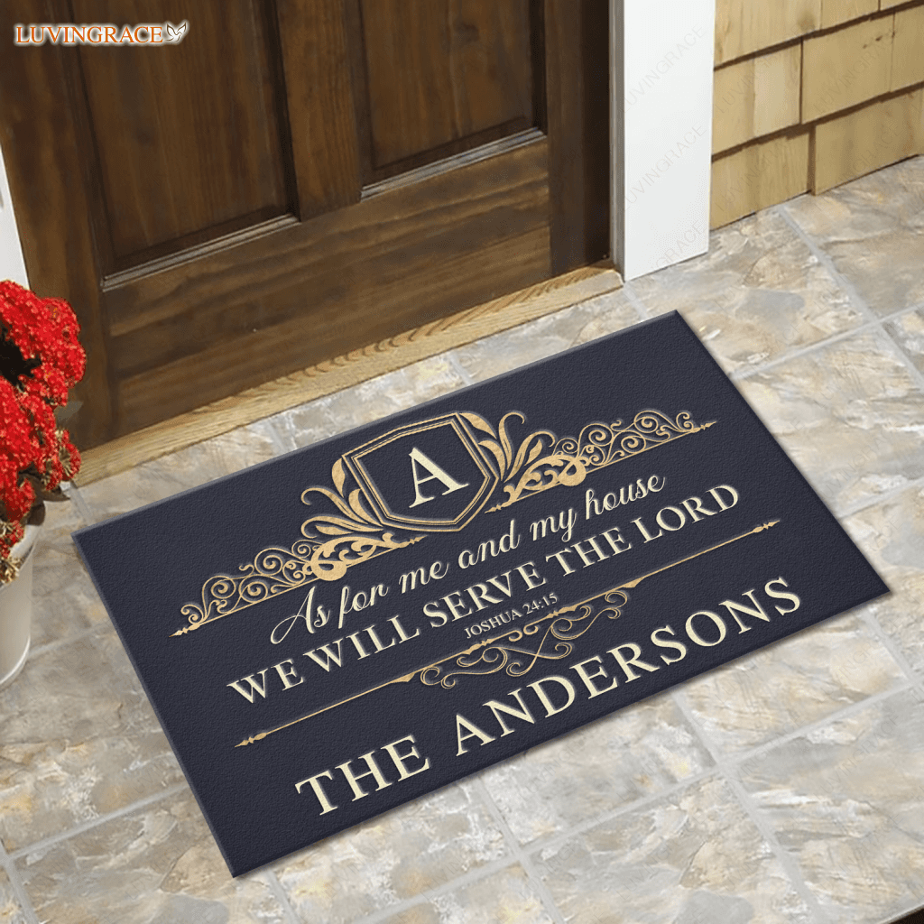 Monogram Luxury Serve The Lord Personalized Doormat