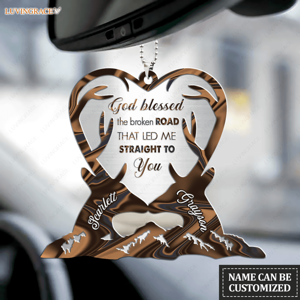 Mountain Deer Couple God Blessed Personalized Ornament