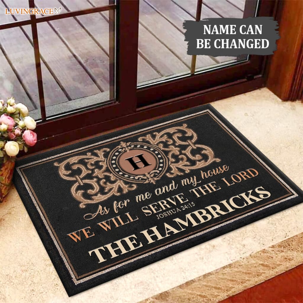 My Family Serve The Lord Monogram Personalized Doormat