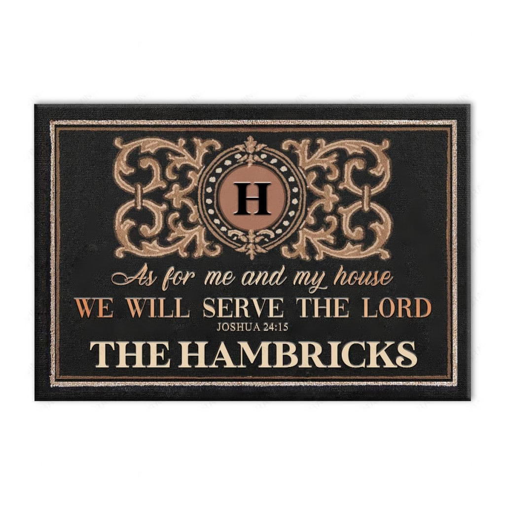 My Family Serve The Lord Monogram Personalized Doormat