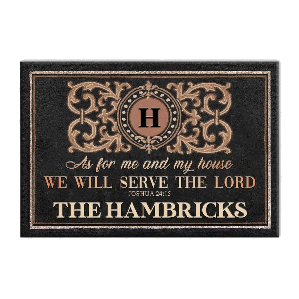 My Family Serve The Lord Monogram Personalized Doormat