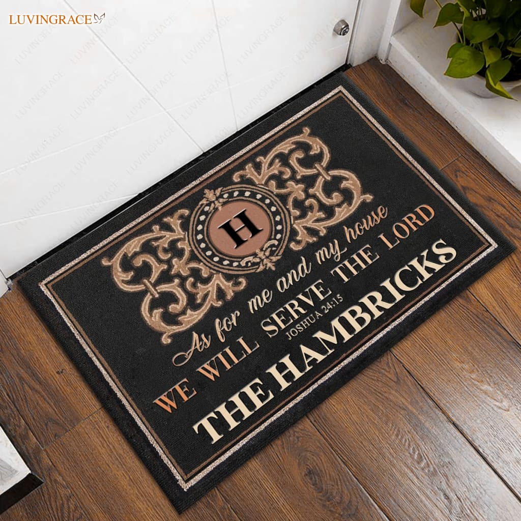 My Family Serve The Lord Monogram Personalized Doormat