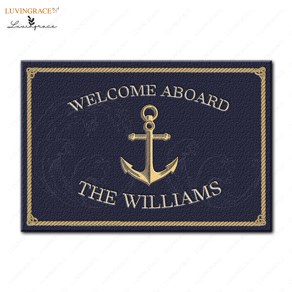 Nautical Anchor Boat Family Personalized Doormat