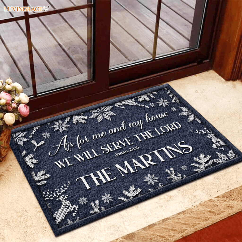 Navy Serve The Lord Doormat