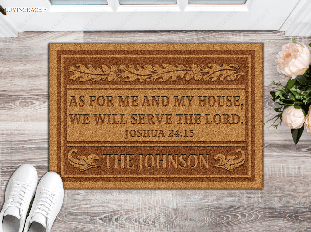 New As For Me And My House Personalized Family Name Doormat
