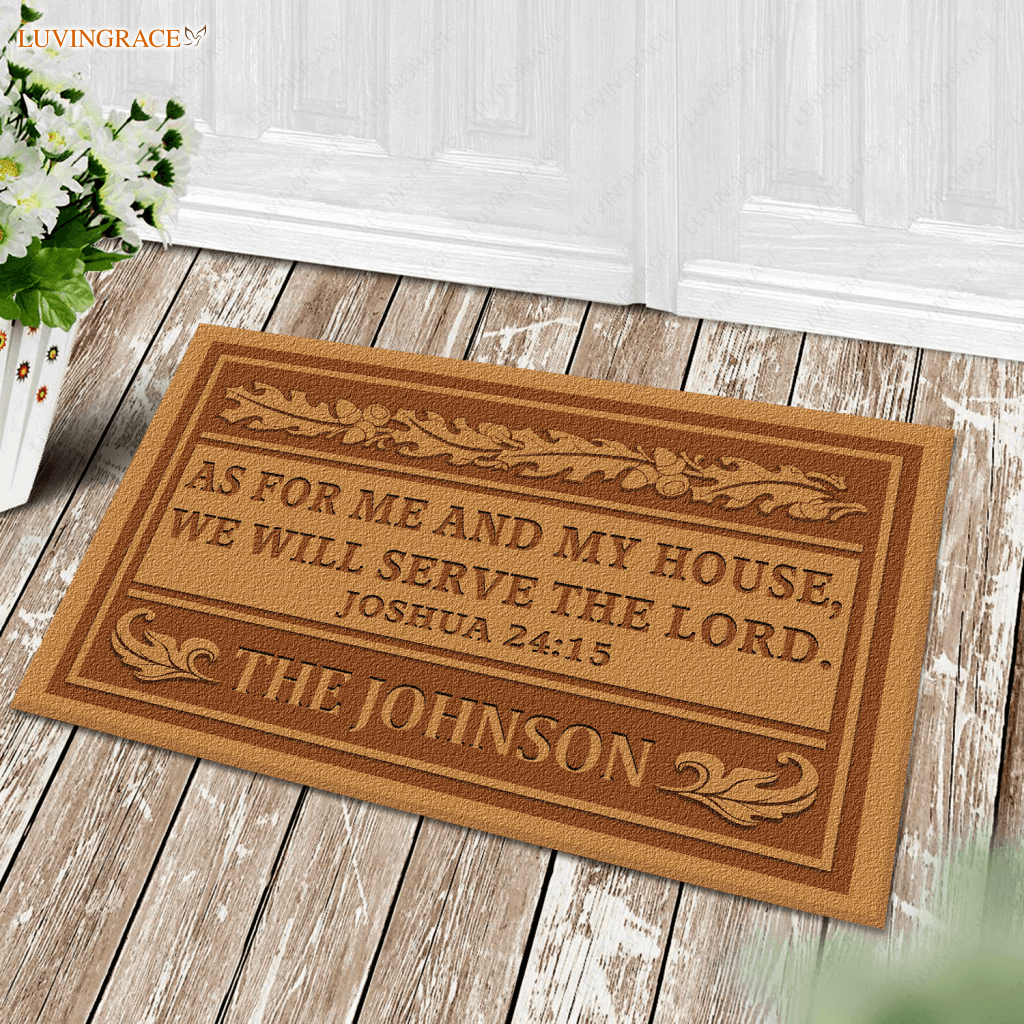 New As For Me And My House Personalized Family Name Doormat