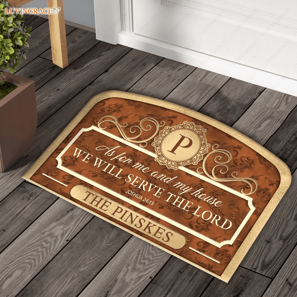 New Family Home Serve The Lord Personalized Shaped Doormat