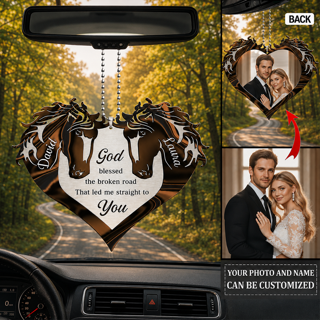 Heart Of Couple Horse God Blessed Personalized Two Sided Ornament