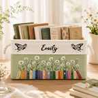 Custom Storage Basket - Personalized Birth Month Flower Basket - Ideal Gifts for Back To School, Bookish Lovers
