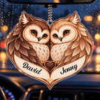 Personalized Names Classic Vibes Owl Couple Heart Ornament - Anniversary Gifts for Couples