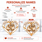 Couple Owl Heart Personalized Ornament - Custom Names Forever & Always with Owl Couple Heart Car Ornament - Gift for Couples, Anniversary Gifts for Husband & Wife, for Owl Lovers